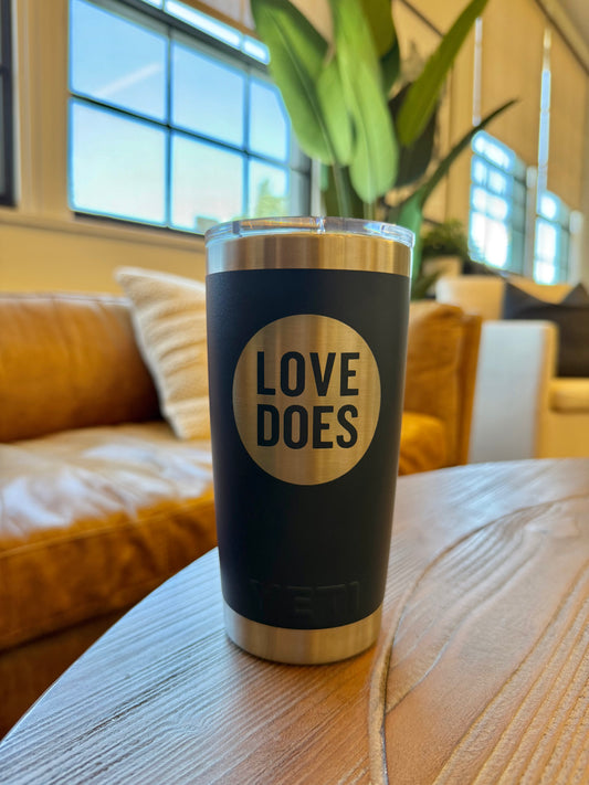 Love Does Engraved YETI Rambler 20oz Tumbler (Navy)