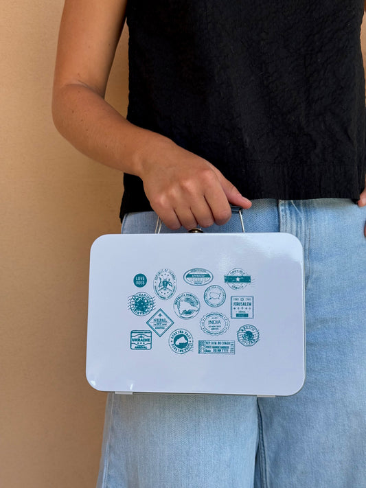 Vintage Passport Stamp Tin Lunchbox